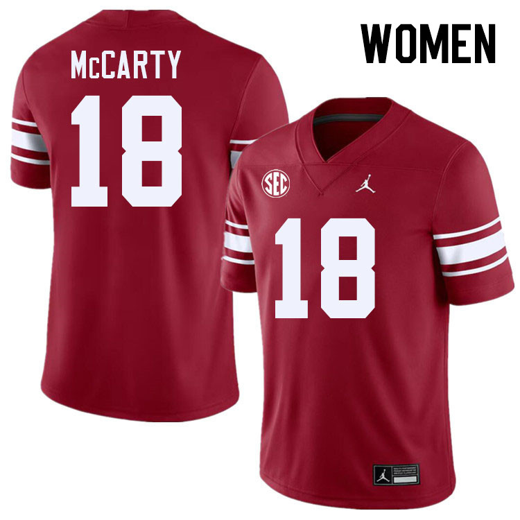 Women #18 Erik McCarty Oklahoma Sooners 2024 SEC Conference College Football Jerseys-Throwback